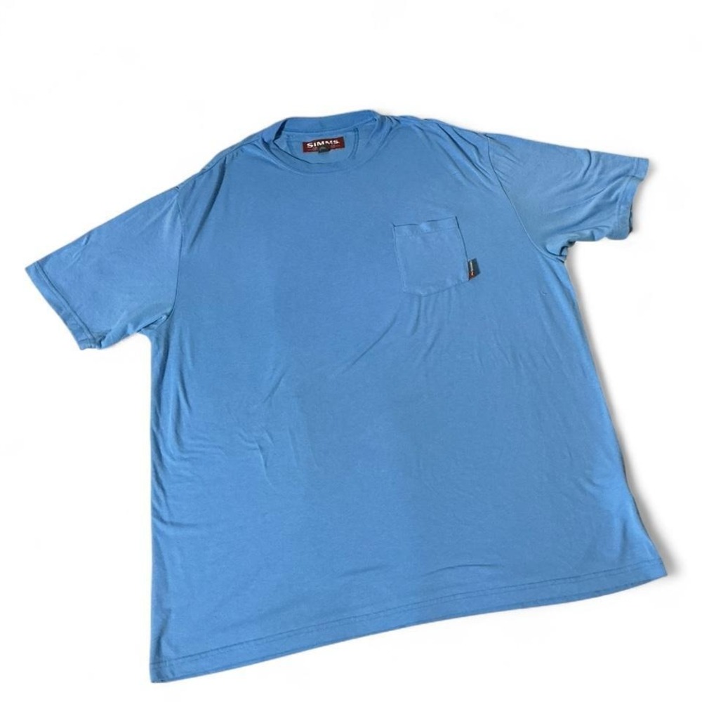 Simms Fishing Products Mens XL Blue‎ Short Sleeve Pocket T-Shirt Performance Tee